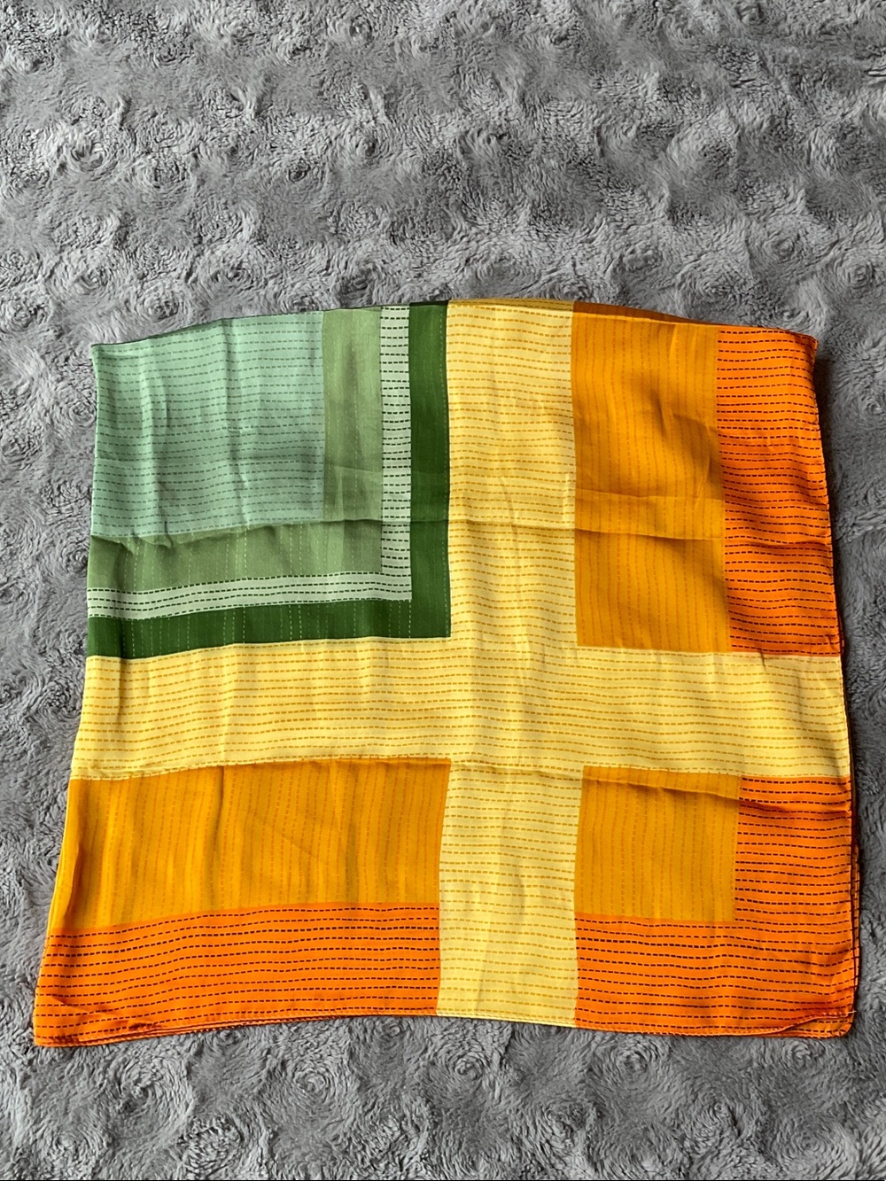 Multicolor Geometric Scarf / Hankerchief - Yellow, Orange & Green